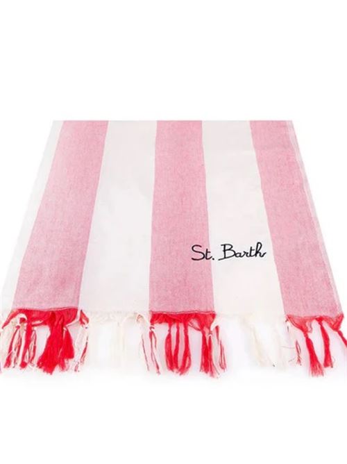 ultra light beach towel with fringe MC2 SAINT BARTH | FOUTAS LIGHT N-02033H41 EMB STRIPES POP